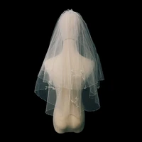 2022 new arrival 2 layers wedding veil handmade crystal beaded chapel veil with comb velos de novia %d8%ad%d8%ac%d8%a7%d8%a8