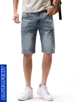 blueofexit 2022 summer thin light blue washed polished denim shorts men slim fit pants stylish and handsome shorts