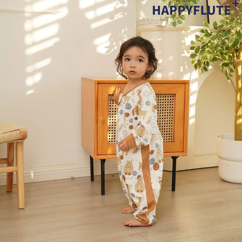 HappyFlute Children's Clothing Newborn Products Long Sleeve Hip Zipper Bamboo Cotton Soft And Skin Friendly