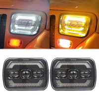 2pcs 5x7 inch led headlights white high low sealed beam drl yellow turn signal for jeep wrangler yj gmc trucks 7x6 headlamps