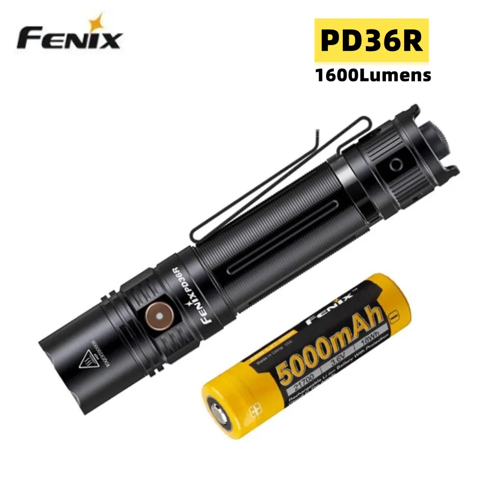

Fenix PD36R 1600lumens Tactical Flashlight Ultra-compact Searching light USB TYPE-C Rechargeable LED Torch with 5000mah Battery