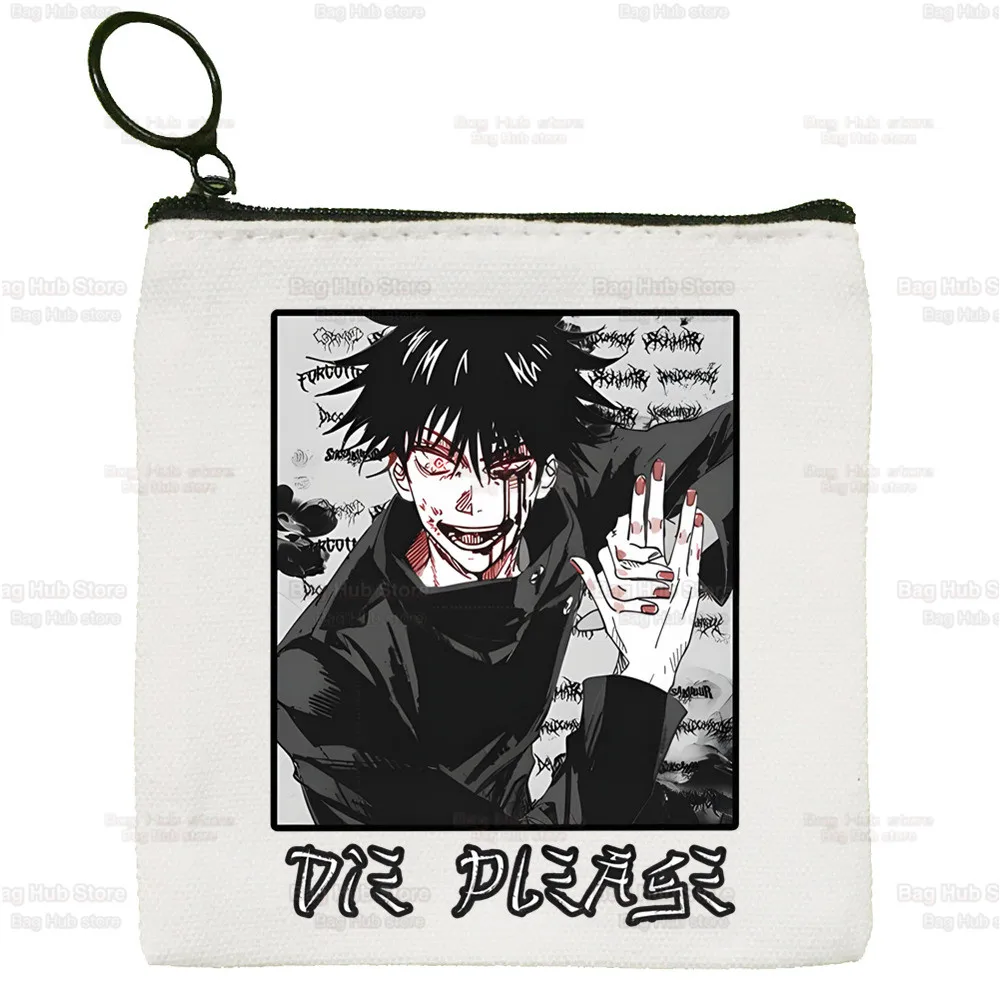 Jujutsu Kaisen Ryomen Sukuna Yuji Itadori Canvas Card Coin Purse Female Cute Simple Coin Mini Zipper Bag