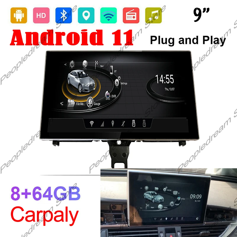 

Android 11 8G+64G For AUDI A6 C7 2011~2018 Car Multimedia Player Navigation GPS Radio Autoradio WiFi DSP CarPlay BT Canbus