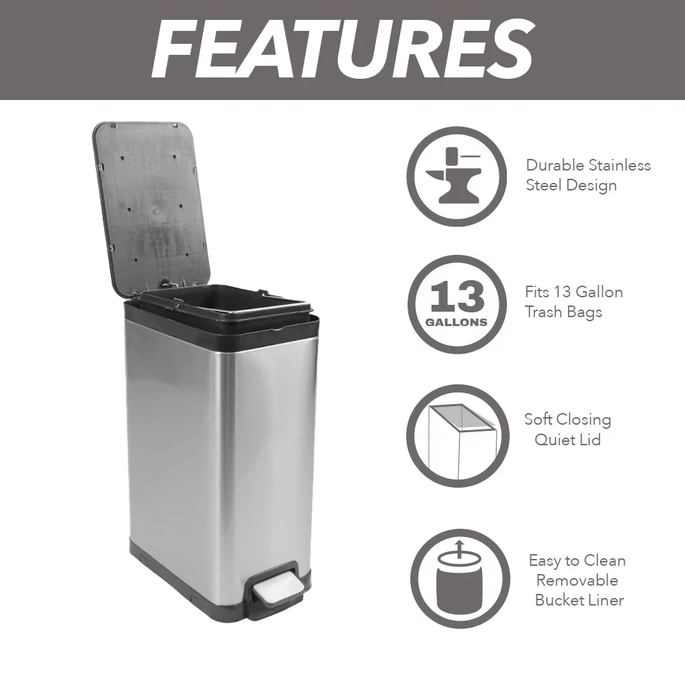 

gal / 30L Stainless Steel Kitchen Garbage Can Storage Organizer free shipping