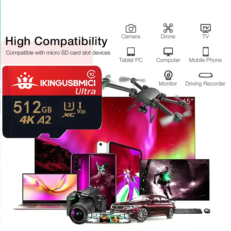 Фото НОВАЯ карта памяти Micro SD Class10 U3 32 ГБ 64 ГБ 512 ГБ 95 МБ/с UHS-I 256 ГБ TF-карта 4K HD для адаптера USB-кардридера microsd №3