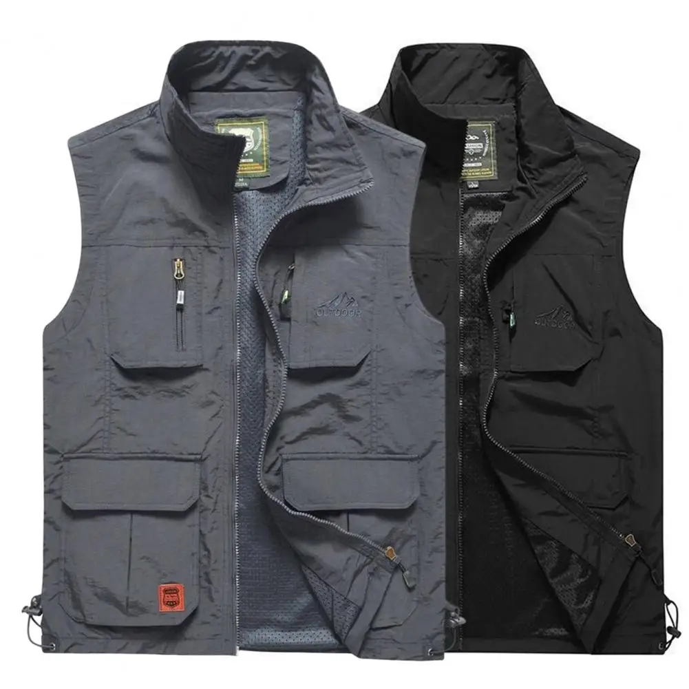 

Male Popular Breathable Zipper Waistcoat Sporty Fishing Jacket All Match for Outdoor