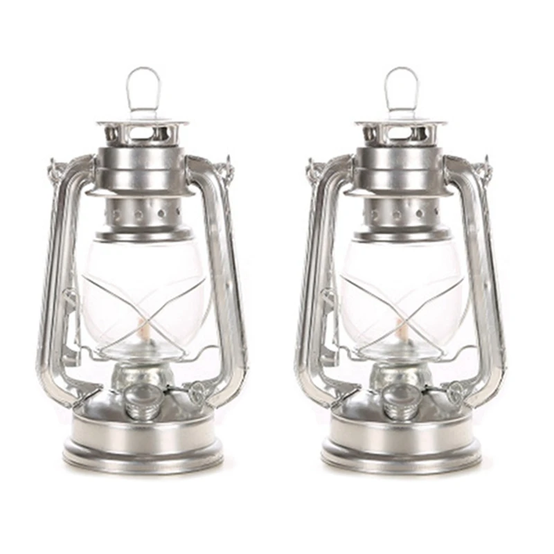 

2X Vintage Iron Glass Hurricane Kerosene Oil Lantern Hanging Light/Lamp For Loft,Garden Yard Patio Lawn Wedding Party