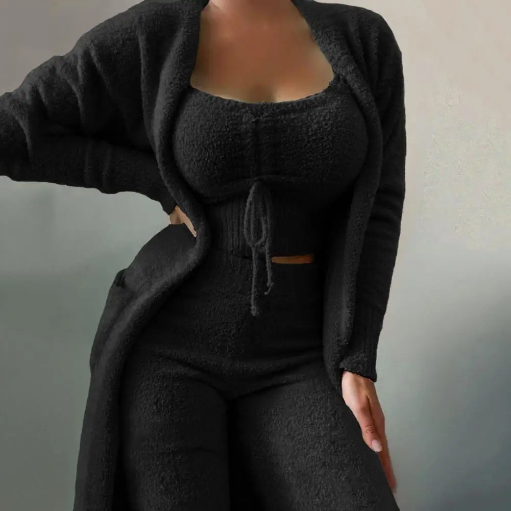 

3 шт./комплект, теплый длинный пиджак с круглым вырезом