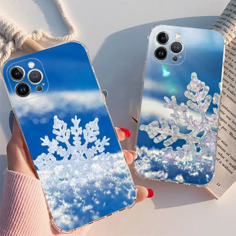 

Snowflake Phone Case For iPhone XR X XS Max 14 13 Pro Max 11 12 Mini 6 7 8 plus SE 2020 Printing Cover
