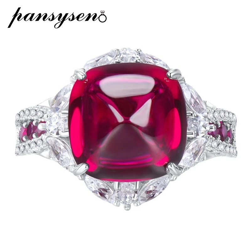 

Женское кольцо из серебра, с рубином, 12x12 мм