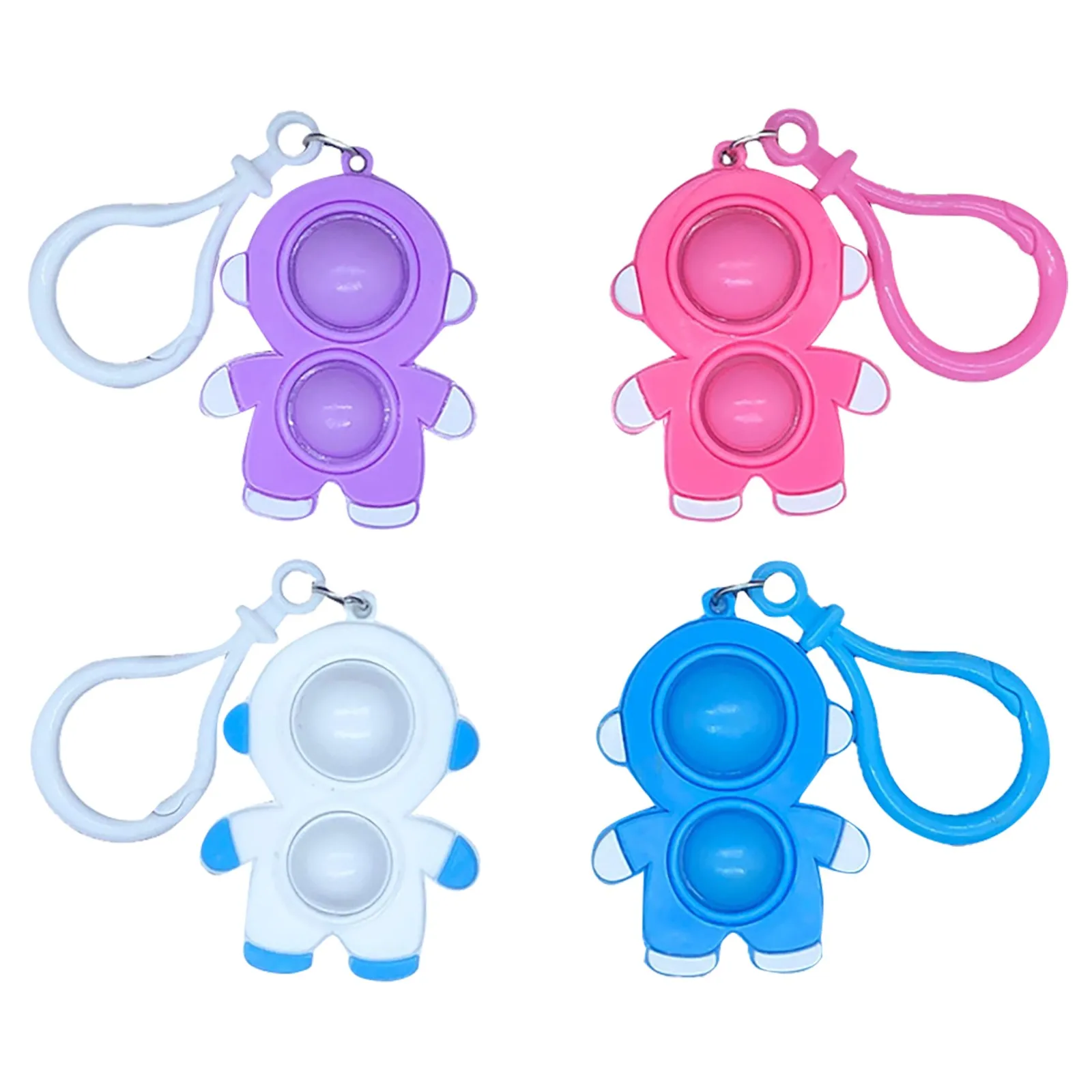 

4pcs Fidget Toys Squeeze Silicone Keychain Sensory Decompression Desktop Puzzle Anti Stress Toy For Children Extrusion Toys Gift
