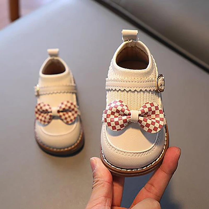 

Ботильоны детские из мягкой кожи, милые дышащие, Нескользящие, с бантом, для маленьких принцесс, обувь для начинающих ходить детей