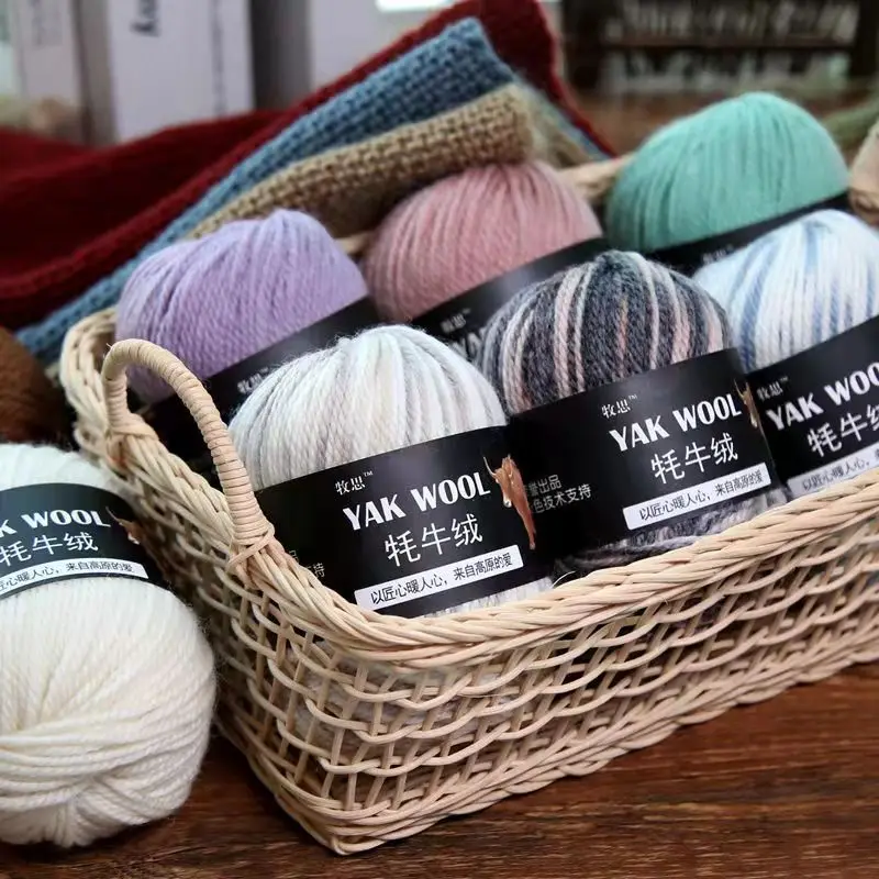 100 г/рулон кашемировая шерсть яка хлопчатобумажная пряжа вязание смешанная