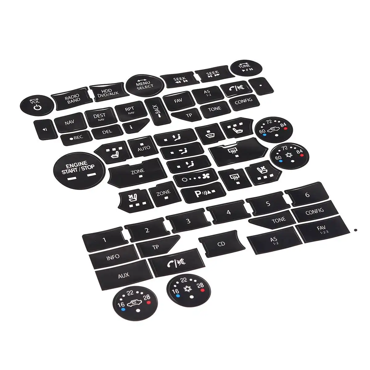 

Car Air Conditioning Climate Temperature Radio Repair Kit Stickers Decals A Set For SAAB 3rd Gen 9-5NG 9-4X Fix Worn Button