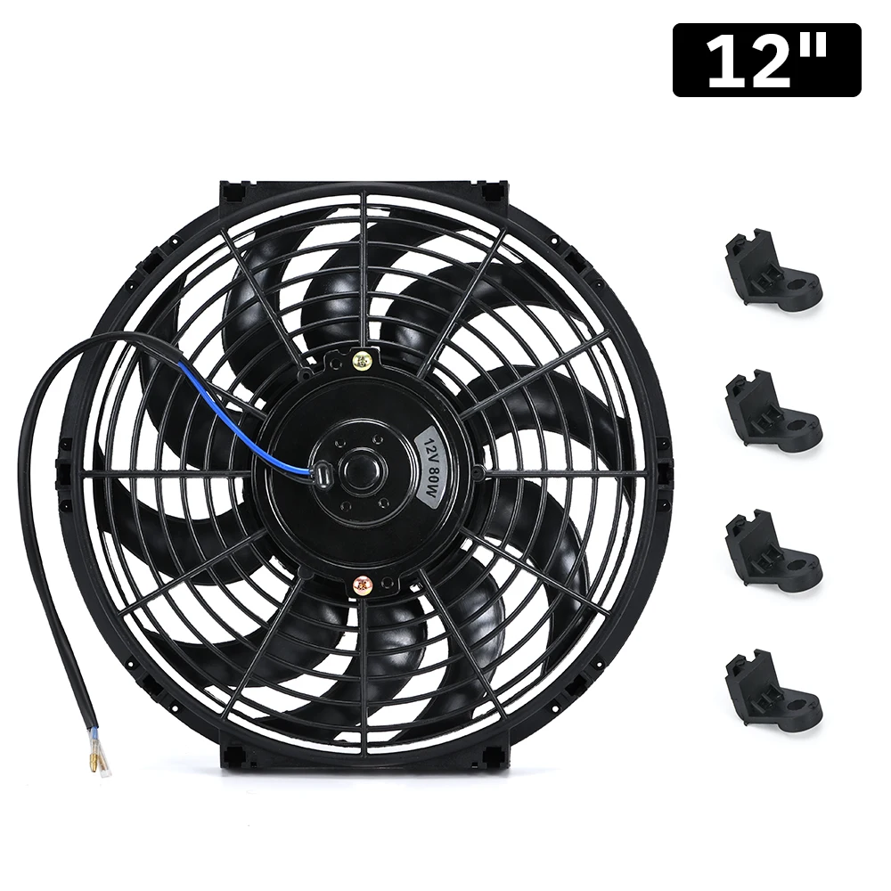 

7, 9, 10, 12, 13, 14 дюймов, универсальный, 12 В, 80 Вт, тонкий, Реверсивный, черный, лезвие, электрический радиатор охлаждения, авто вентилятор, монтажный комплект