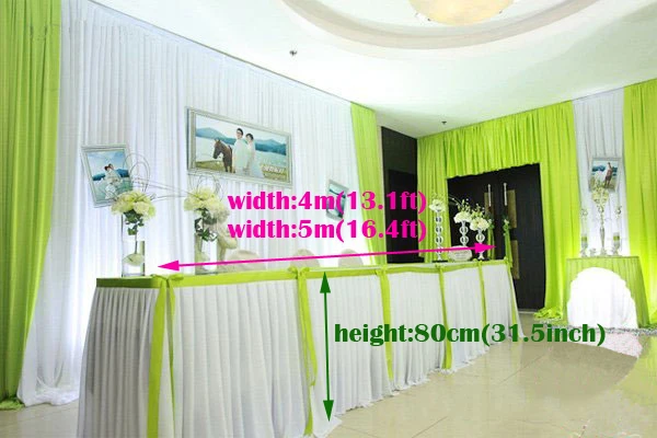 

13.1ft(W)*31.5"(H) ice silk Tablecloth wedding table skirt banquet table skirting part table skirt with swag table cover