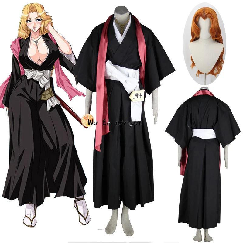 

Anime Bleach Cosplay Matsumoto Rangiku Costume with Scarf Halloween Party Role Play Clothes Accessories Long Yellow Hair Wig
