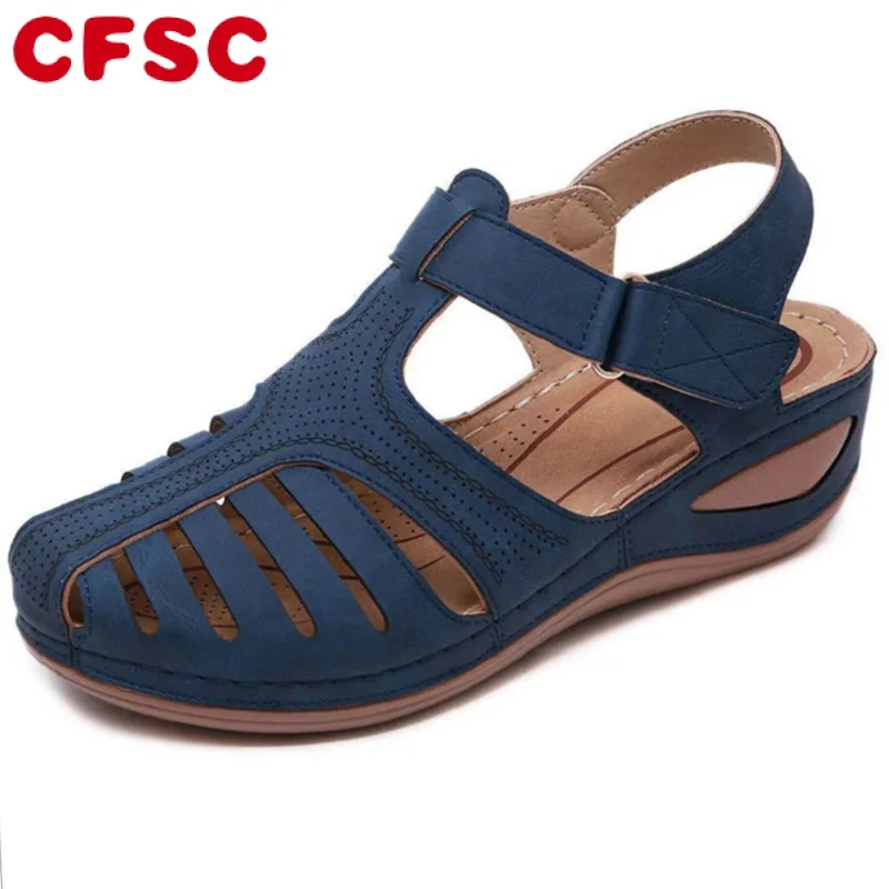 

2022 New Women Sandals Vintage Wedge Sandals Buckle Casual Sewing Women Shoes Female Ladies Platform Retro Sandalias Plus Size