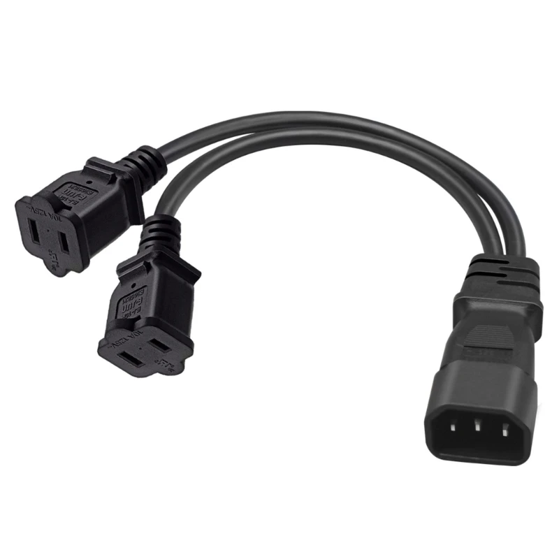 

32cm IEC320 C14 to Dual Nema 1-15R AC-Power Extension Cable Adapter Cord Line