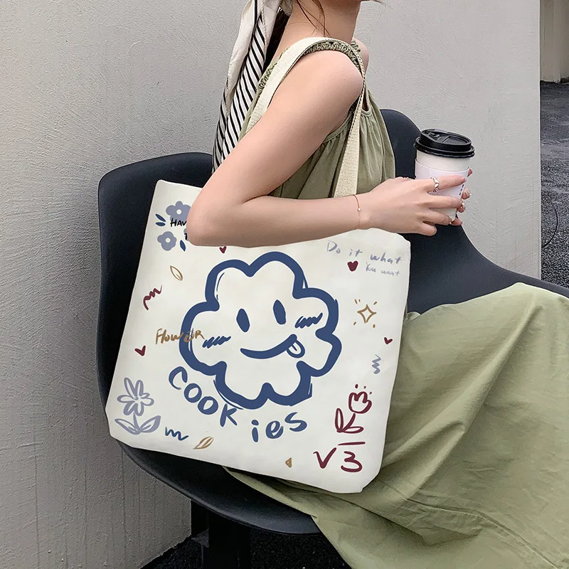 

Холщовая Сумка для женщин, модная вместительная сумка, оригинальная сумка, Студенческая сумка через плечо для колледжа, сумка для покупок в ...