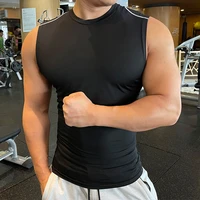 men bodybuilding tight compression tank tops gym fitness quick drying sleeveless shirt running male spandex elastic sports vest