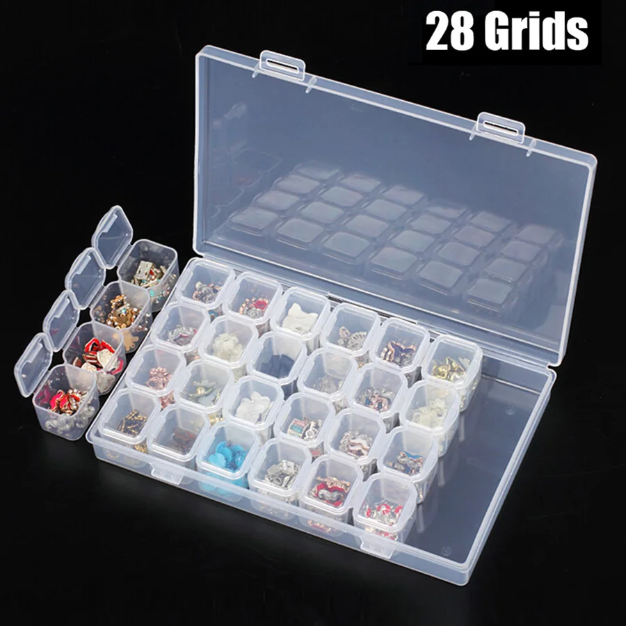 28/56 ячеек алмазная живопись шкатулка для сверл ювелирных изделий Органайзер с