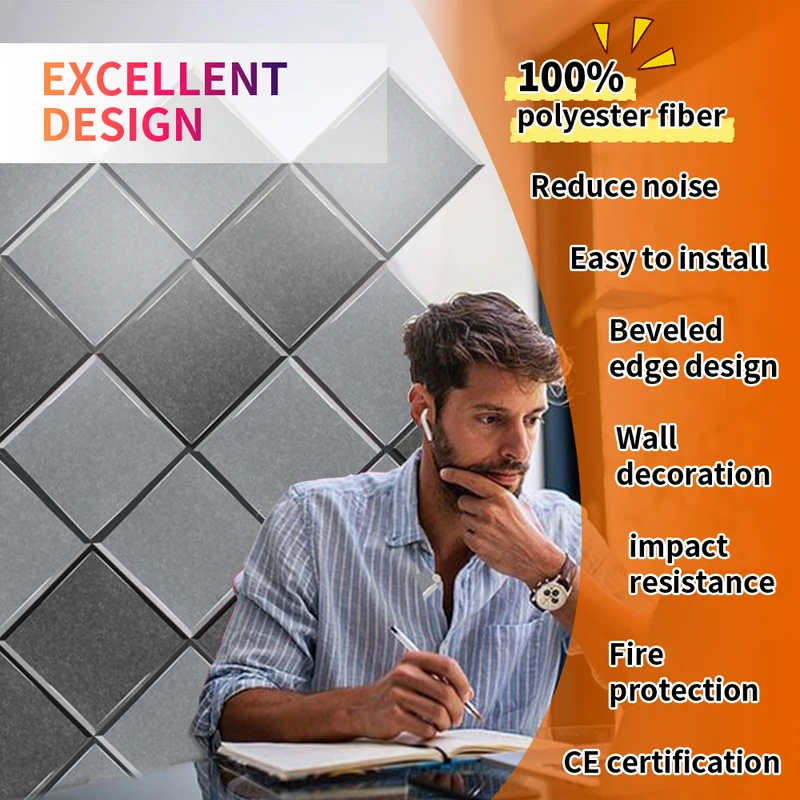 Акустическая панель TOUO 6/12 шт. квадратный материал высокой плотности