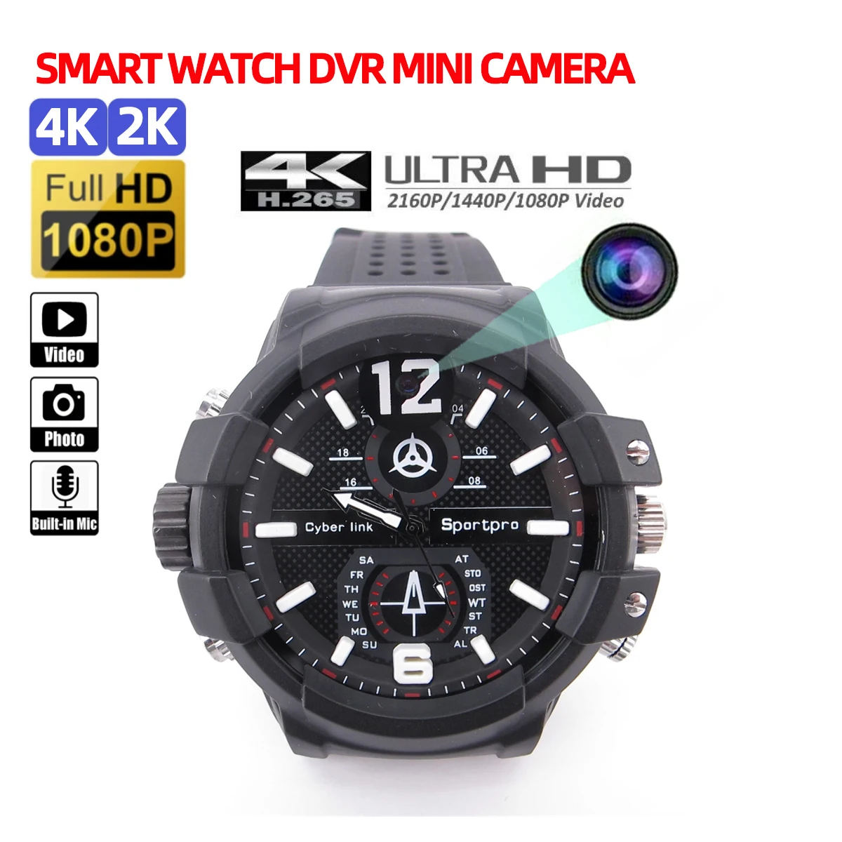 

Outdoor Sports Wristwatch Micro DVR UltraHD 4K 1080P Mini Camcorder Smart Watch Camera Surveillance montre espion Video Recorder