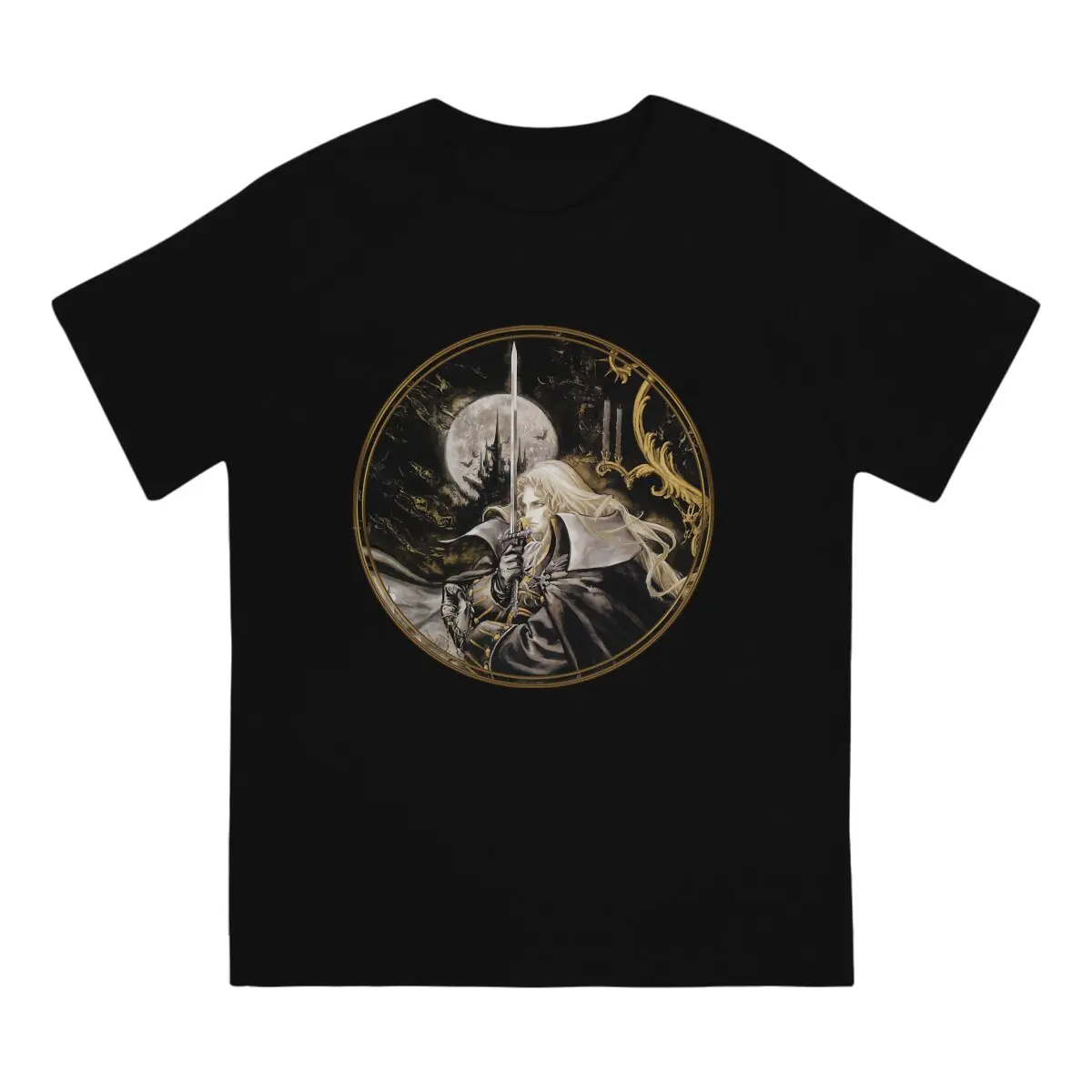 

Alucard Classic T Shirt for Men Pure Cotton Humorous T-Shirts Round Neck Castlevania Trevor Belmont TV Tees Short Sleeve Tops
