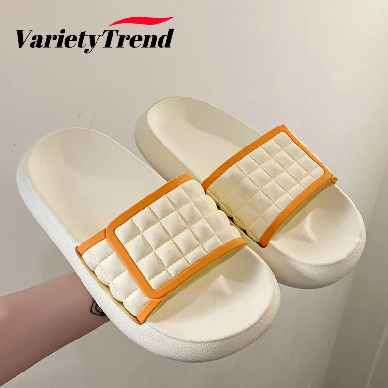 

Сандалии женские в шахматную клетку, повседневные Нескользящие, пляжная обувь, мягкая верхняя одежда, летние Тапочки