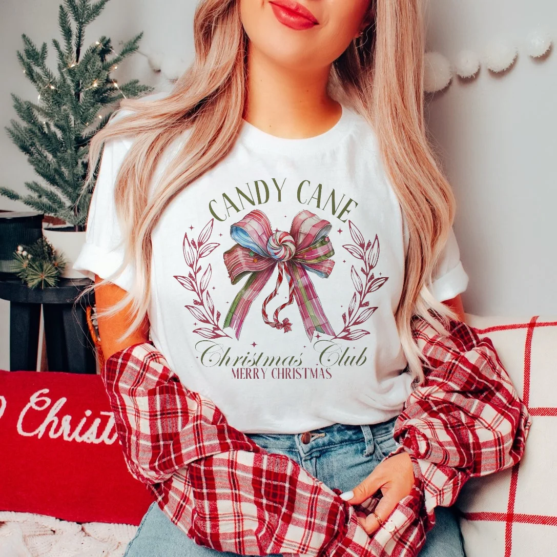 Модная Милая Красивая стильная одежда с принтом банта Рождество и Новый Год Топ