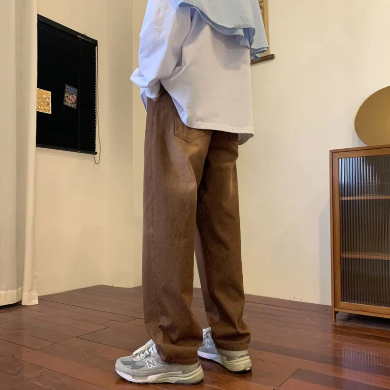 3 Colors Baggy Jeans Men's Fashion Retro Casual Straight Jeans Men Streetwear Hip Hop Loose Wide Leg Denim Pants Mens Trousers