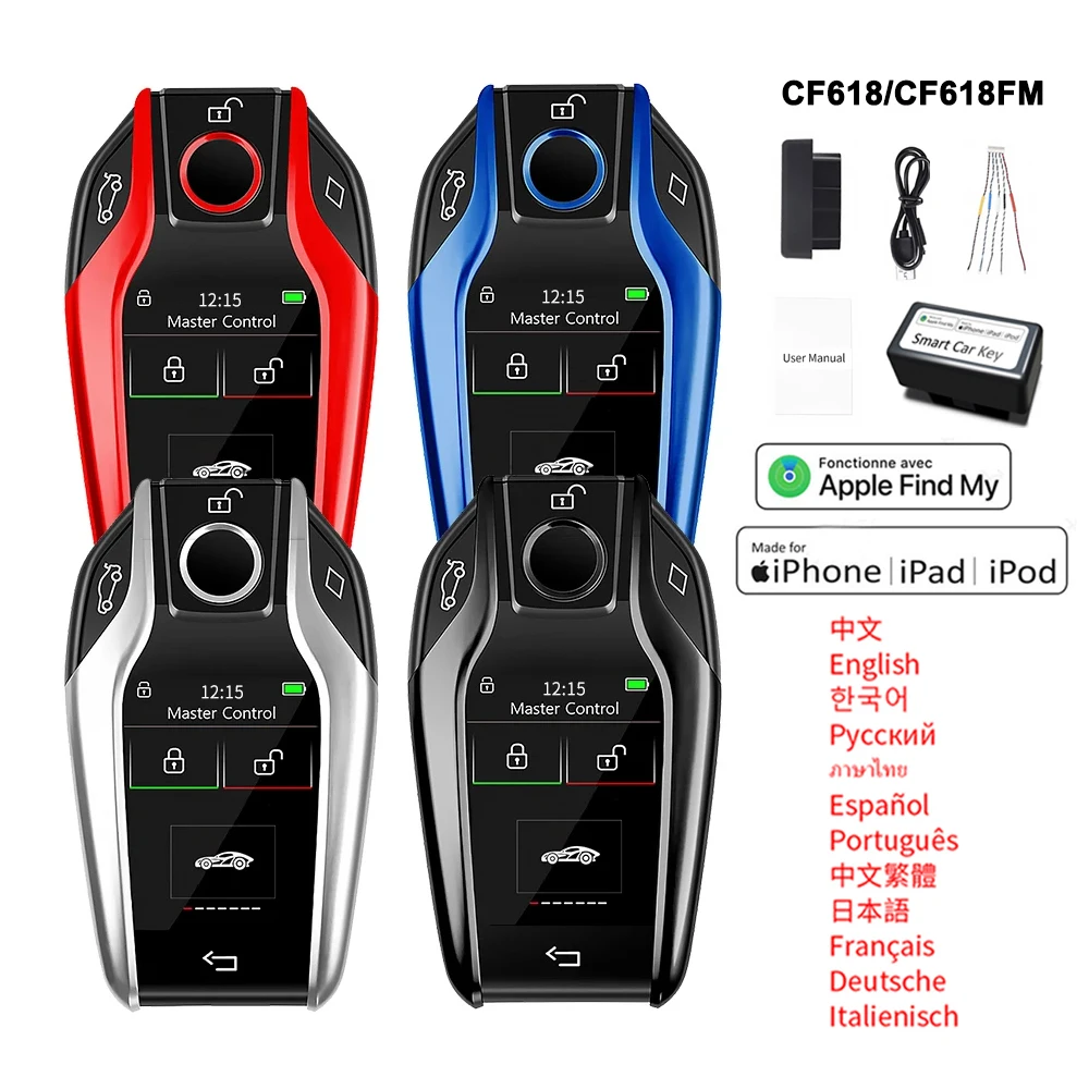 

OBD CF618 Универсальный модифицированный ЖК-ключ для BMW Benz Audi Toyota Hyundai KIA Ford Honda GPS Apple Locator Удобный вход