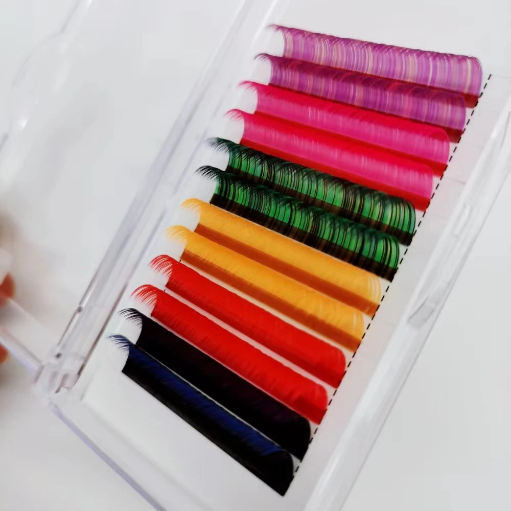 

Mix Color Mink Lashes Extensions Synthetic Fiber Premade Fan Eyelash Extension Fluffy Russian Strip Eyelashes Wholsale Makeup