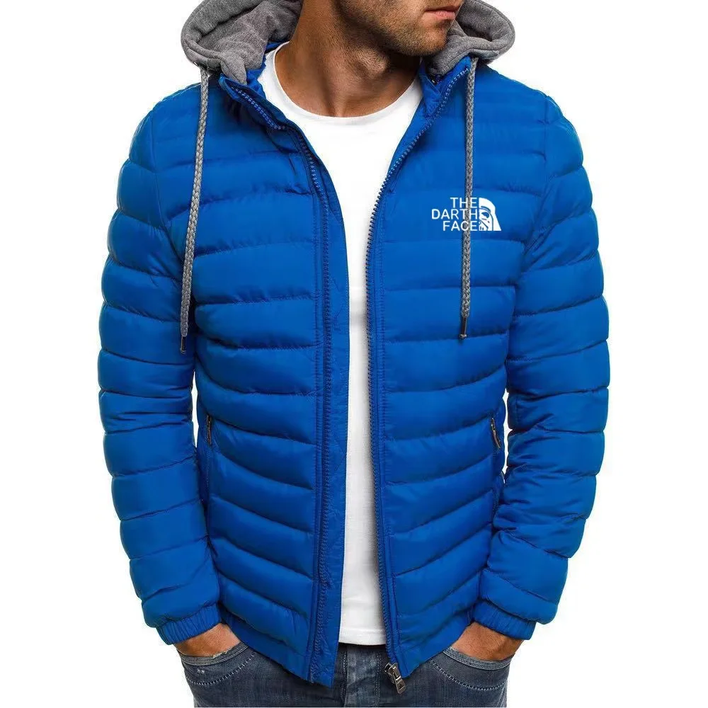 2023 Men's Jacket Men's Autumn/Winter Printed Long Sleeve Jacket Warm Cotton Coat 7 Color Thickened Slim Fit Hoodie
