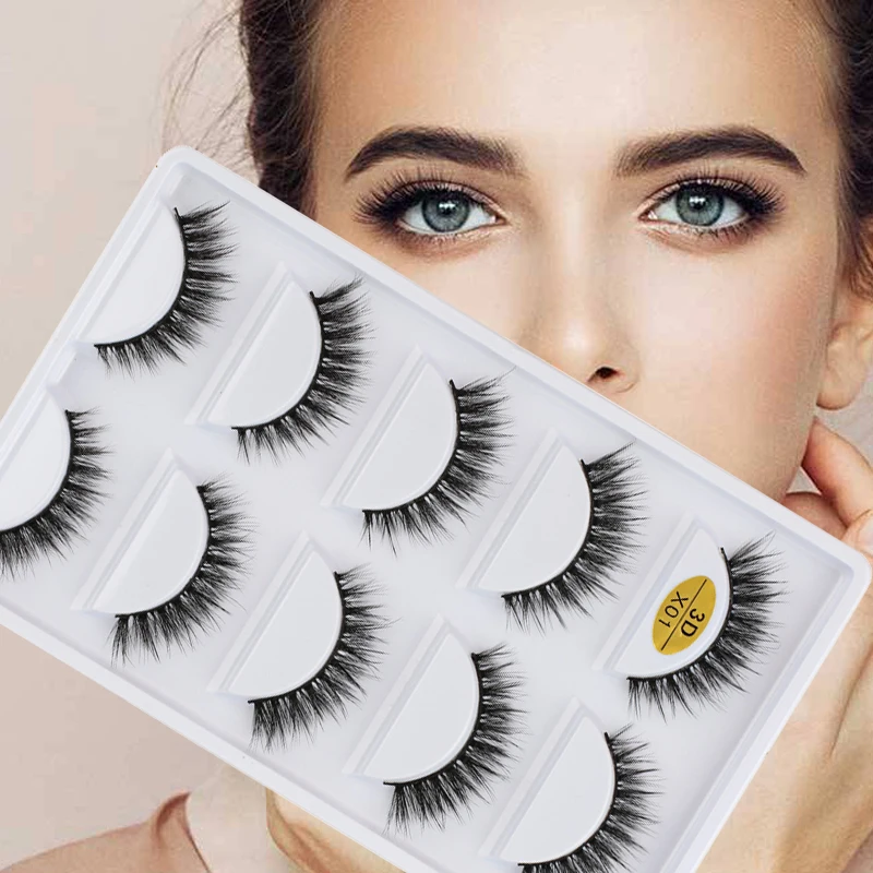 

New 5 Pairs 100% Real Fake Mink Eyelashes 3D Natural False Eyelashes 3d Mink Lashes Soft Eyelash Extension Makeup Cilios 3DX- 01