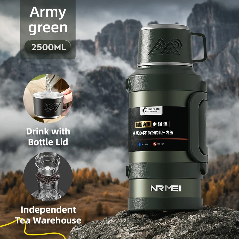 

Бутылка-термос из нержавеющей стали с ручкой, портативная уличная термобутылка большой емкости, сохраняющая горячую и холодную воду для 72 часов