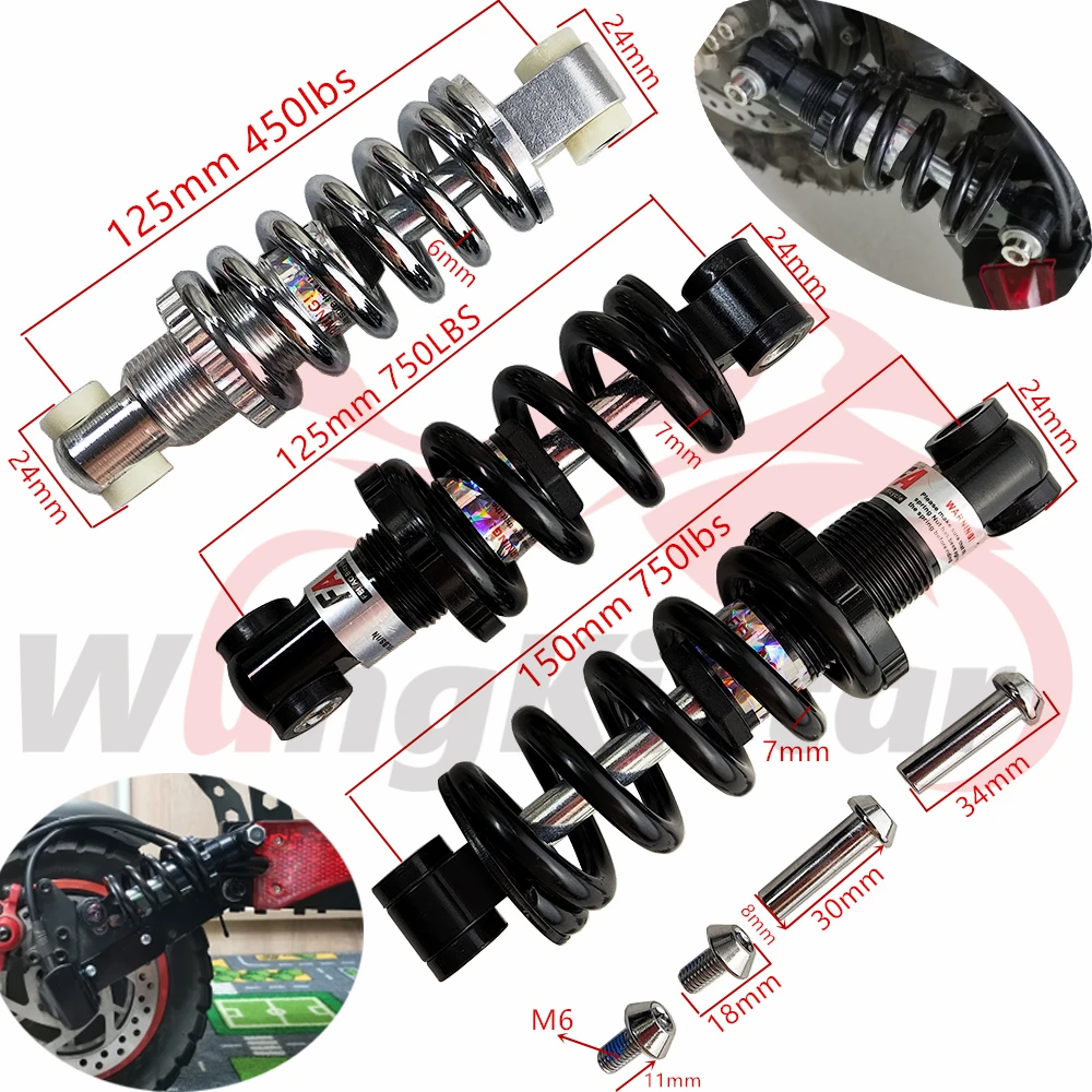 

Motorcycle Suspension Shock 125mm 450LBS 750LBS 150MM 750 LBS Front Rear Shocker Spring Damper For Electric Bicycle Scooter Bike