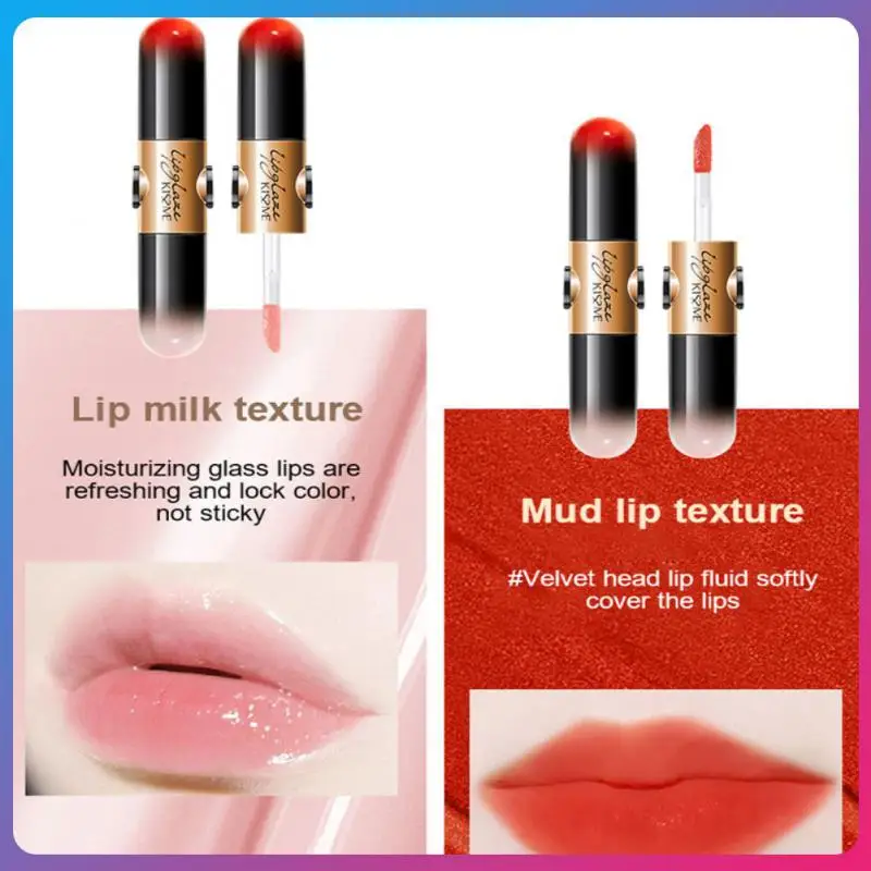 

4 Colors Double-headed Lip Gloss Long Lasting Waterproof Lip Glaze Lip Tint Moisturizing Non-fading Lipstick Makeup Cosmetics