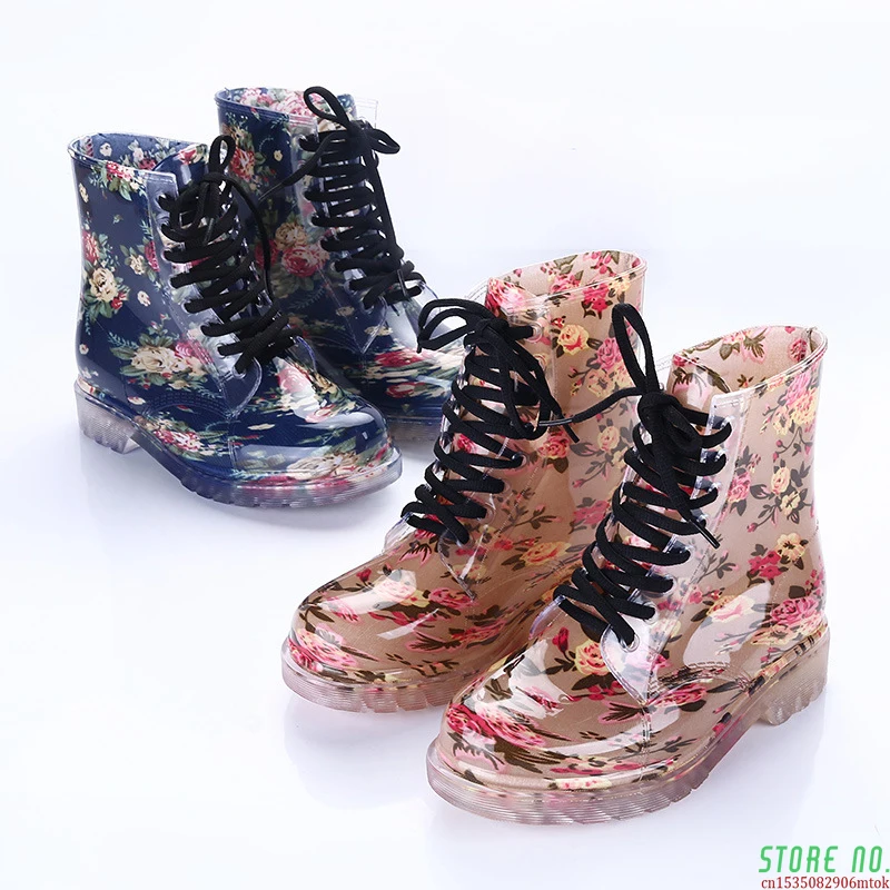 

Women Boots For Martins Rain Boots Winter Transparent Candy Colour Girls Water Shoes Overshoes Non-slip Woman Ankle Boots Ladies