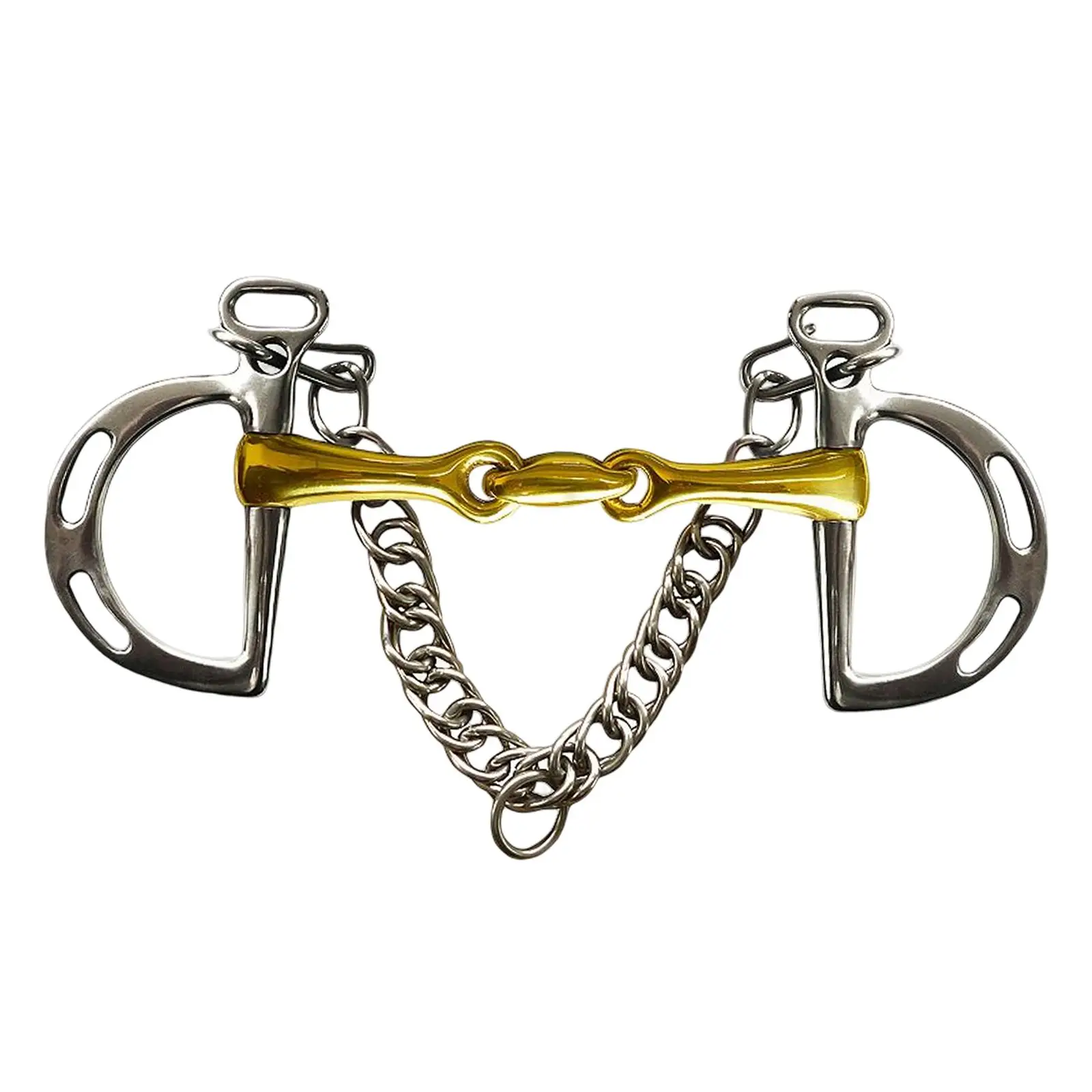 

Horse Bit Copper Mouth Harness W/Curb Hooks Chain Stainless Steel Center Roller