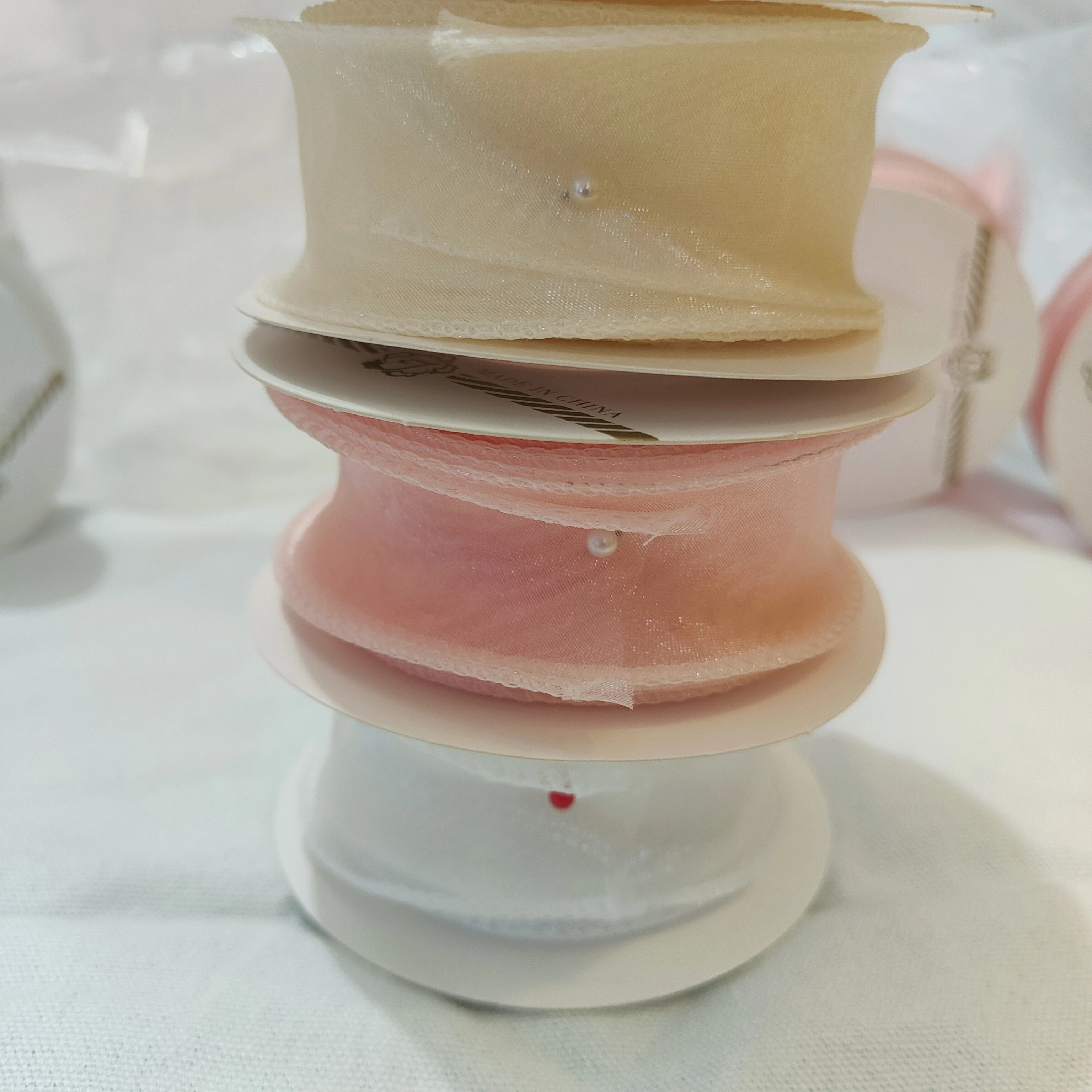 Набор из 3 рулонов — 10 ярдов прозрачная белая розовая бежевая шифоновая лента