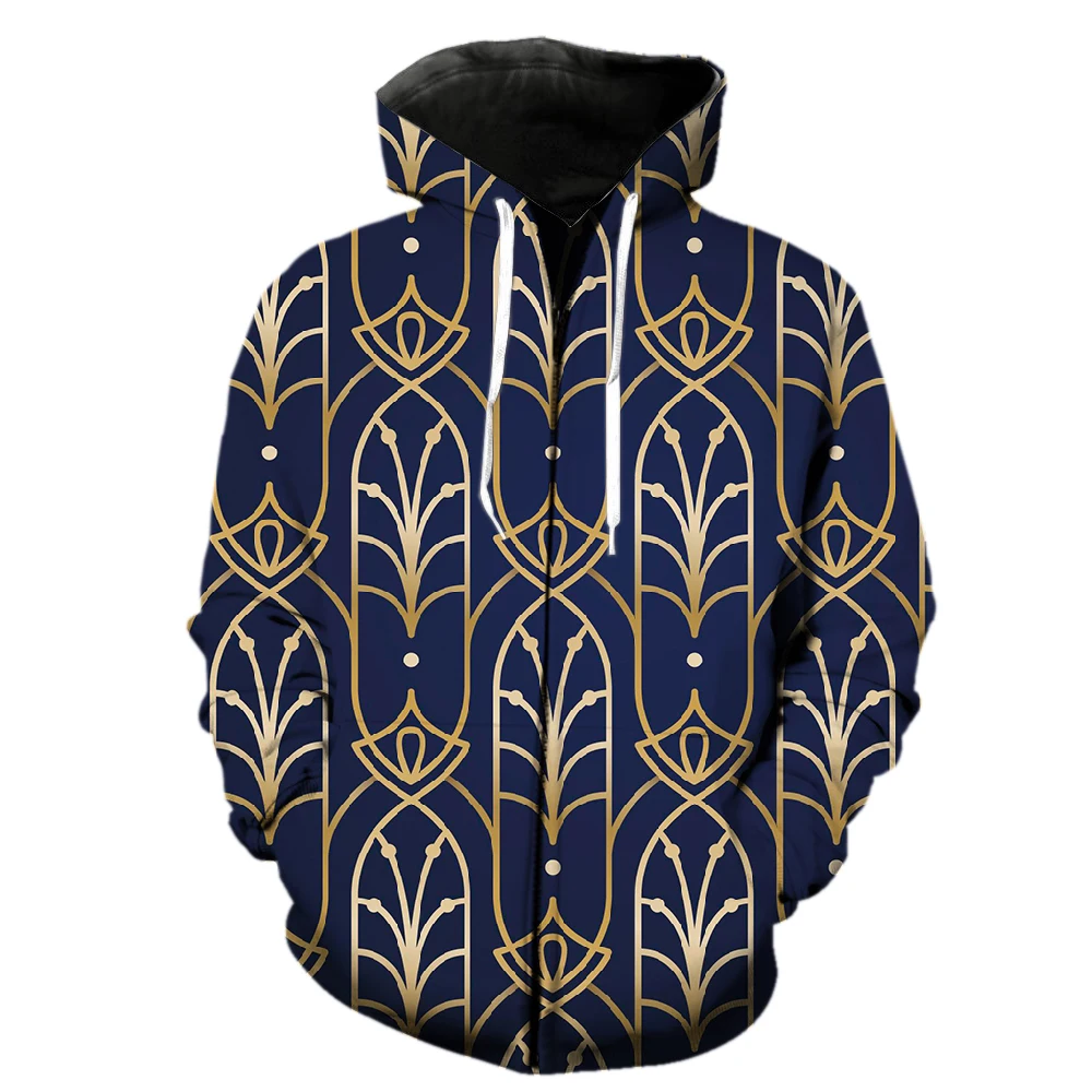 

Abstract Geometric Patterns Men's Zipper Hoodie Streetwear 3D Printed Sweatshirts With Hood Jackets Harajuku Tops Unisex Cool