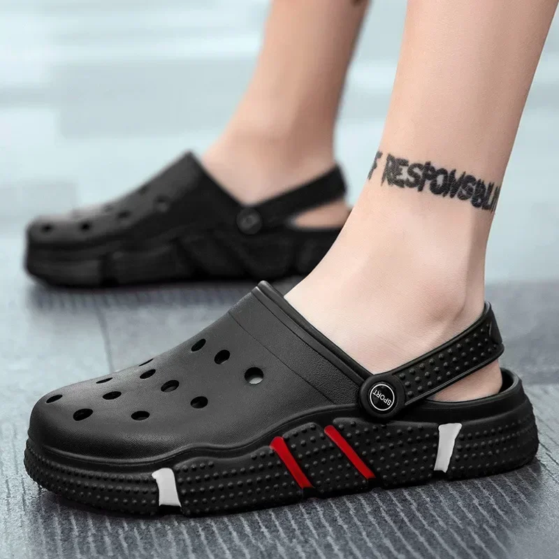 

New Croc Sandals Men's Oversized Ventilate Non-slip Beach Shoes Men Wear Women's Casual Flip-flops Garden Couples Shoes
