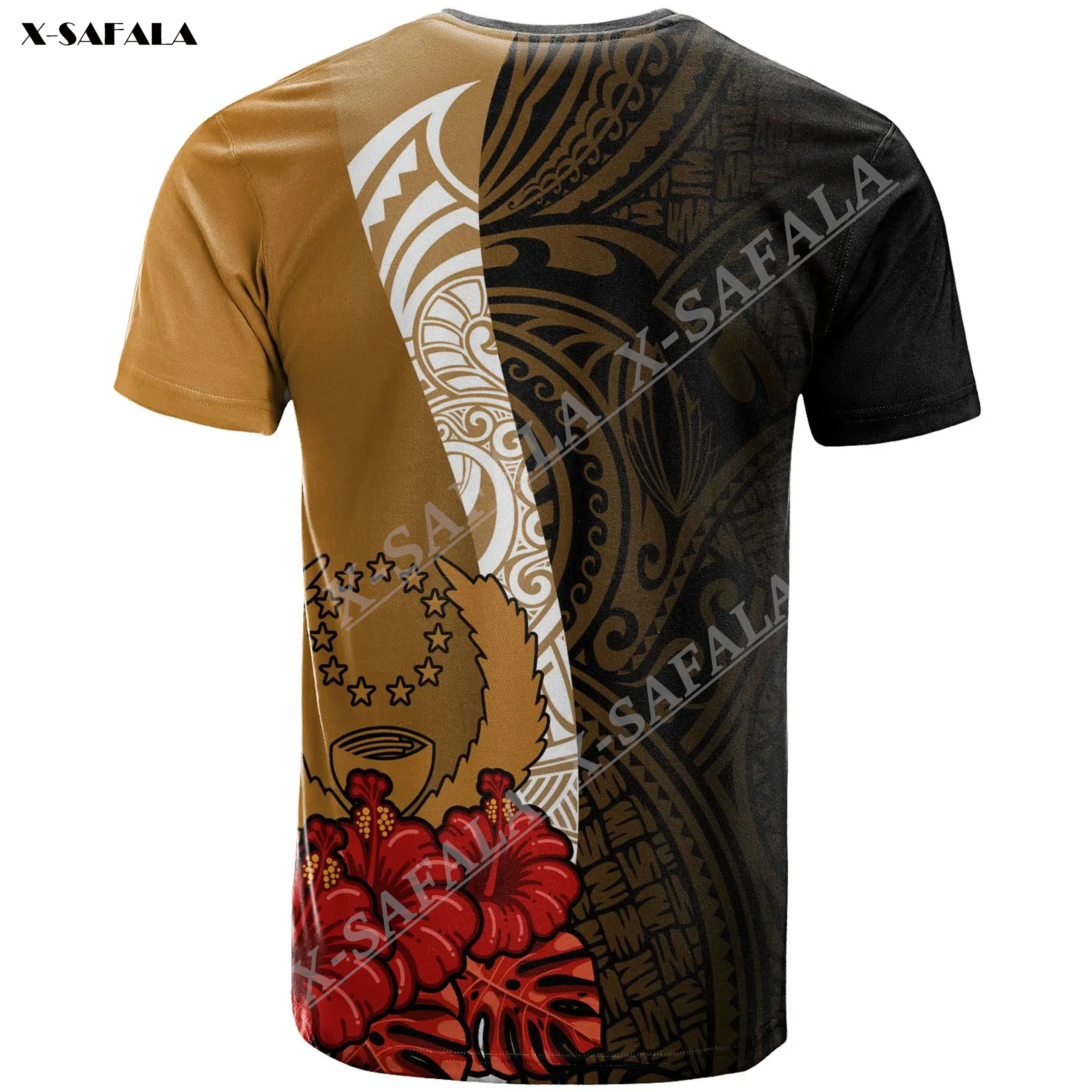 

Custom Micronesia Coat Of Arms Hibiscus Gold Chuuk Hawaii 3D Print Men T-Shirts Tops Tees Short Sleeve Casual Quick Dry Summer