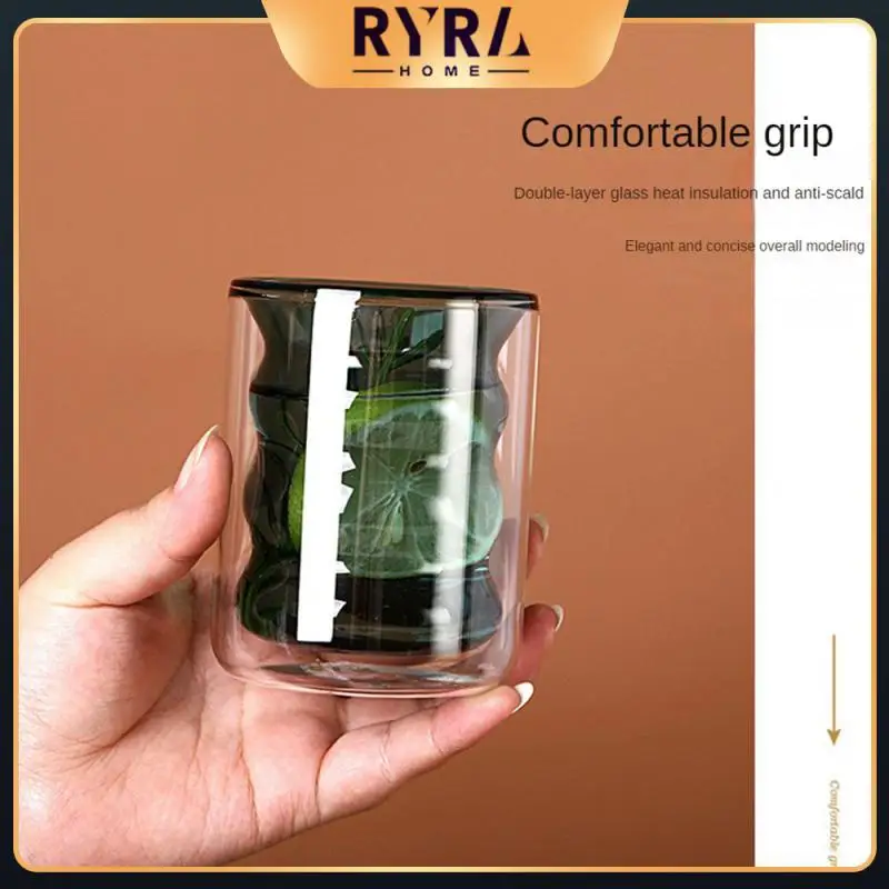 

Double Layer Glass Insulation And Anti Scalding Glass And A Grip Texture Double Coffee Glass High Borosilicate Glass