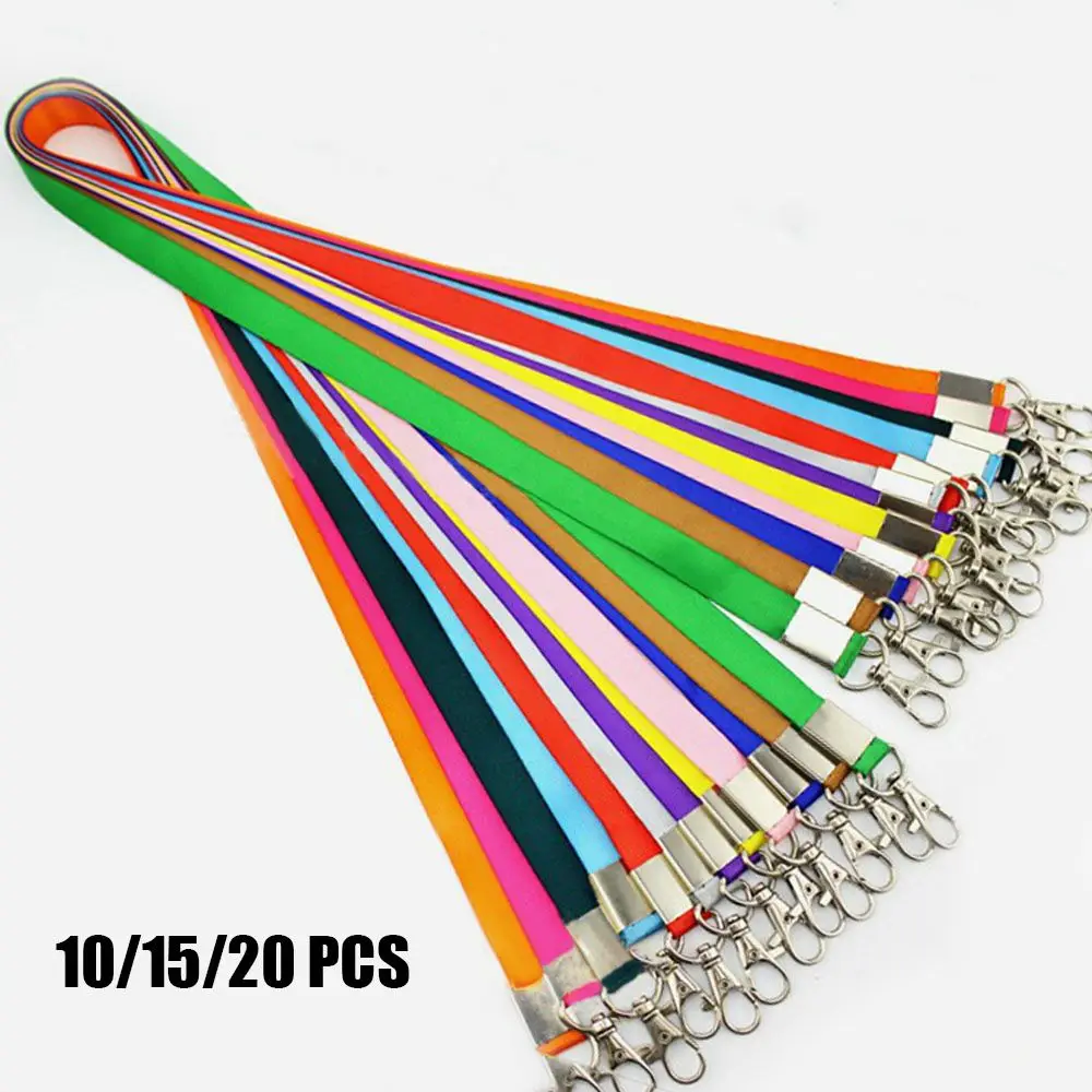 

10/15/20pcs Nylon Keychain Indexes Metal Clip Neck Strap ID Name Badge Holder Lanyards