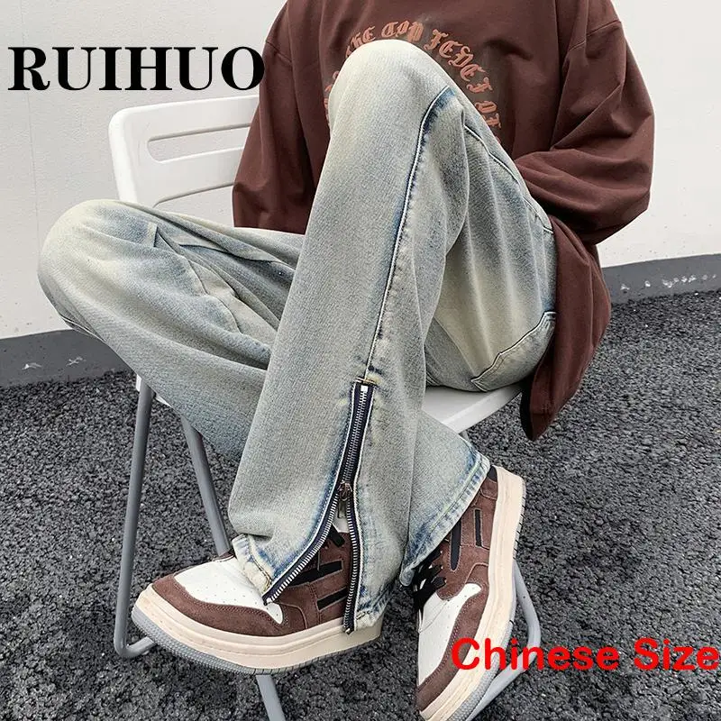 

RUIHUO Straught Skinny Jeans For Men Clothings Cargo Pants Mens Jeans Street Wear Chinese Size 3XL 2023 Spring New Arrivals