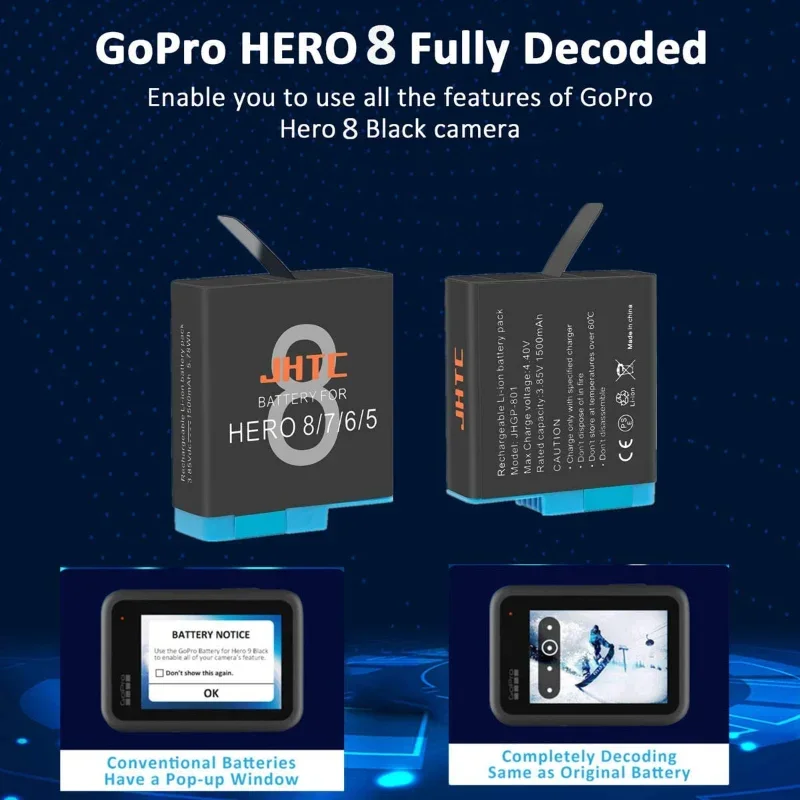 Аккумулятор на 1500 мА · ч для Gopro Hero 8 7 черное зарядное устройство 6 5 аксессуары