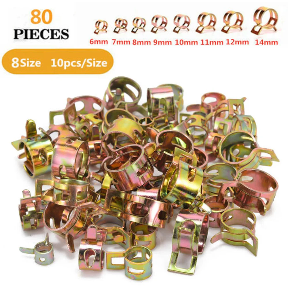 

80pcs Spring Clips Vacuum Line Pipe Tube Band Clamp Durable For Motorcycle Boat